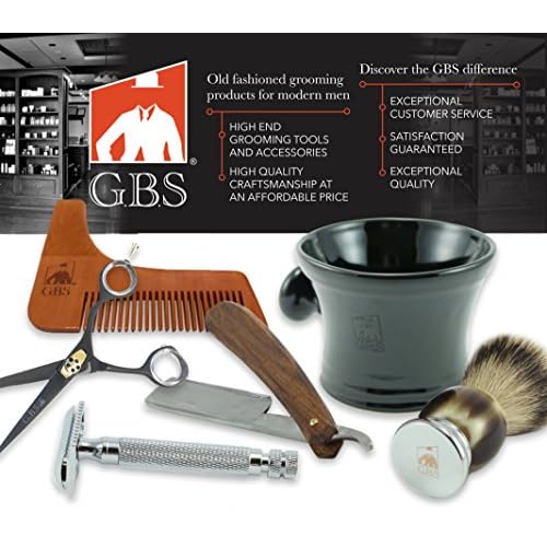 G.B.S Classic Synthetic 3rd Generation Bristle Shaving Brush with Durable Clear Brush Stand - Vegan Brush Generates Lather for Wet Shaving Lovers Durable Wooden Handle 20 mm Knot