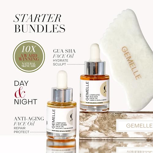 GEMELLE White Jade Gua Sha Tool | 10x Award Winner | Pure Jade Gua Sha Stone, Face Sculpting Tool, Gua Sha Facial Tools, Lymphatic Massage, Body Gua Sha Tool, Guasha Tool for Face | Gifts for Women