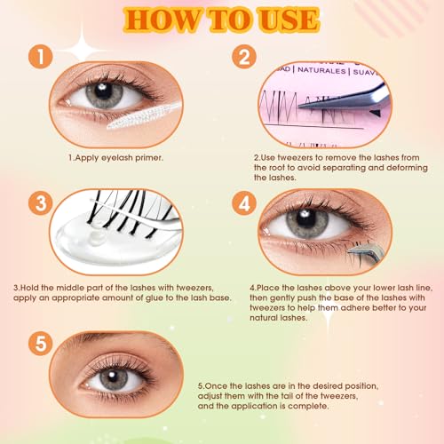 Bottom Eyelash Clusters Kit DIY Individual Eyelash Extensions Bershnor Wispy Natural Look Clear Band Lashes Lower Eye Lashes Bottom Eyelashes Kit 4mm-6mm
