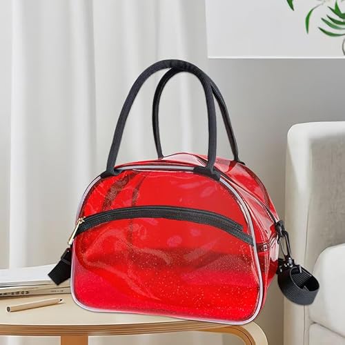 TotePrint 1 Pcs Clear Pink Glitter Jelly Toiletry Bag Waterproof Travel Toiletry Bag with Zipper and Handle Cosmetic Bag