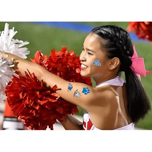 Sports Spirit Temporary Tattoos / 100 Mini Team & School Spirit Designs/Skin Safe/Removable (Blue Dawgs)