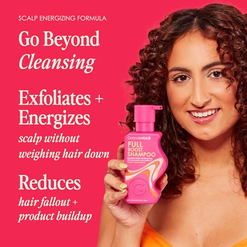 Grande Cosmetics GrandeHAIR Full Boost Shampoo & Conditioner - Sulfate-Free with Niacinamide, Biotin & Rice Protein - Cleanses, Conditions & Strengthens for Healthier & Fuller Looking Hair