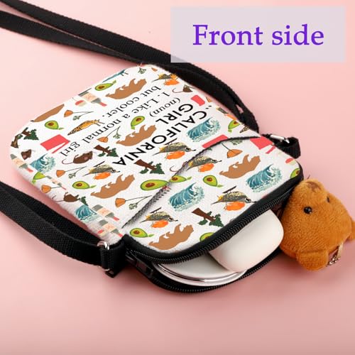 XYANFA Cali Makeup Bag - Trip Gift, Vacation Zipper Pouch (CALIFORNIA GIRL Crossbody)