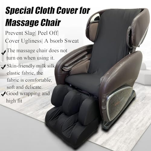 Massage Chair Cover, Full Body Shiatsu Massage Chair Cover with Drawstring, Waterproof & Dustproof Cover, Skin-Friendly Milk Silk Fabric,Black,Full Body