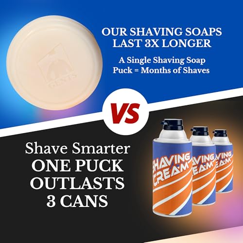 GENTS Men¡¯s Shaving Soap Pack 97% All Natural Enriched With Shea Butter & Glycerin, Creates Rich Lather Form, 3 Oz Each Nourishes Skin Smooth Clean Shave Pack of 4 Different Scents