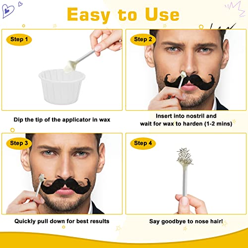 Nose Wax Kit Men and Women with 30 Applicators (20-30 Uses), Nose Hair Wax Kit for Nose & Ear Hair Removal, Painless & Fast, Long-Lasting Results Up to 5 Weeks (120g Nose Wax)