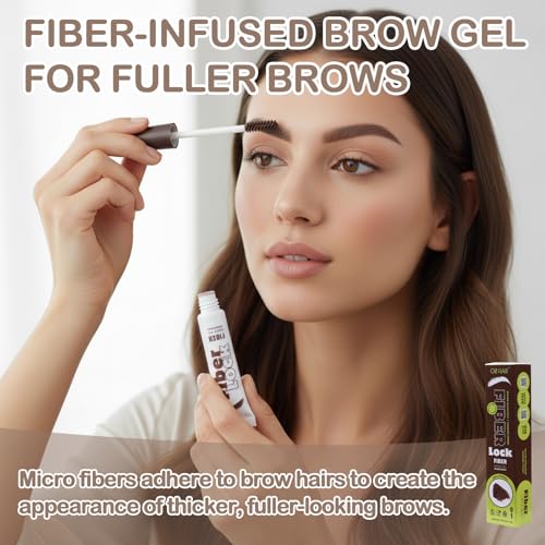 Fiber Lock Brow Mascara ? Medium Brown Tinted Fiber Brow Gel Mascara for Fuller Natural Brows ? Volumizing (01 MEDIUM BROWN, 0.23 oz / 6 g(PACK OF 1))