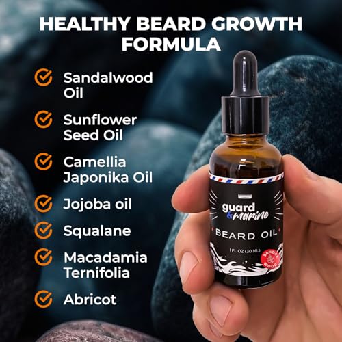 GUARD&MARINE Beard Oil and Balm Set - Men¡¯s Beard and Mustache Care Kit for Growth, Styling, Conditioning, and Sandalwood-Scented Grooming