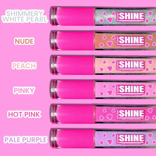 Shop Stunner Shades | Stunn Shine, SEMI-SHEER High Lip Gloss For A Shiny Finish, 6-Pack Collection (Pale Purple, Hot Pink, Pinky, Peach, Nude, White Pearl (Shimmer), 0.15 Fl Oz)
