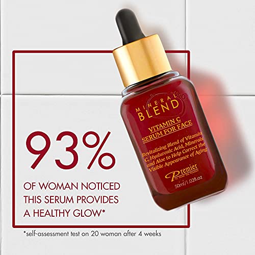 Vitamin C Facial Serum with Hyaluronic Acid & Rose Hips Oil ? Cosmetic Face Serum, Mineral Blend by Premier Dead Sea, 1.7 fl oz