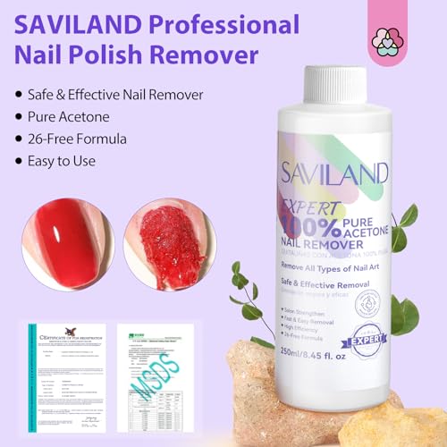 SAVILAND Nail Polish Remover Kit: Gel Nail Polish Remover with Cuticle Oil Nail Soaking Bowl Complete Removal Tools for Effective Removal of Gel Polish Acrylic Dip Powder Home Use 8.45 OZ