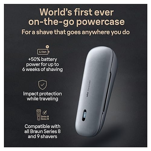 Braun Powercase for Electric Razors for Men, Compatible with Braun Series 9 Pro, Series 9 and Series 8 Electric Shavers, Portable Shaver Case, Charges for Up to 6 weeks