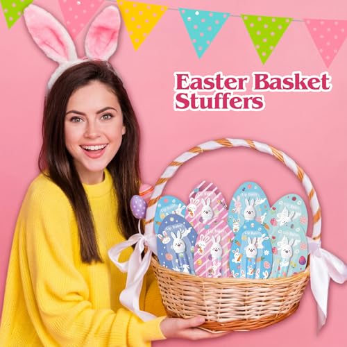 Loopeer 12 Pcs Easter Gifts Bulk Bunny Lip Balm Beeswax Moisturizing 0.18 oz Spring Basket Stuffers Christian Church Party Favors Easter Egg Goodie Bag Fillers for Women Adult Employee Coworker