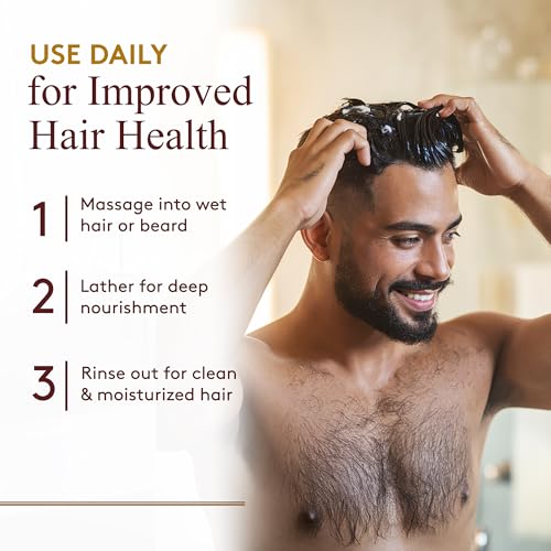 OKAY for MEN Castor Oil Hair & Beard Shampoo - Hydrating Shampoo for Healthy Hair & Beard Growth, Moisturizing Care, Strengthen & Restore Damage, Natural, Sulfate-Free - 16 Oz