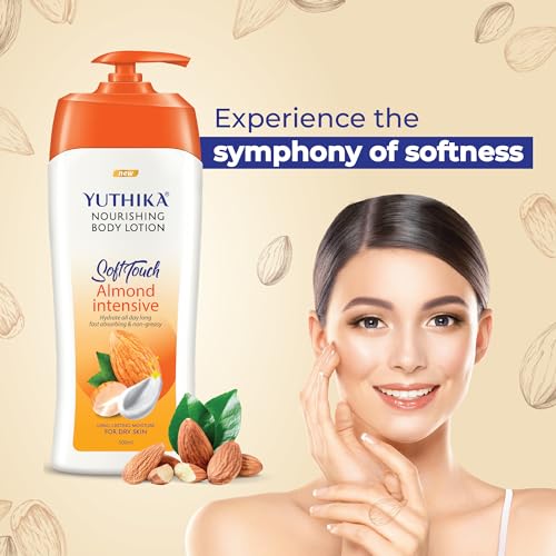 Yutika Soft Touch Nourishing Body Lotion For Women And Men, All Day Long Lasting, Non Greasy, Fast Absorbing Lotion for Dry & Normal Skin (Almond, 16.90 Fl Oz)