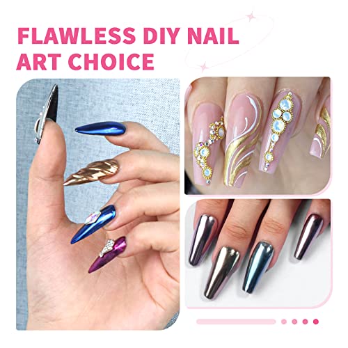 Saviland 48 Colors Mirror Chrome Nail Powder Set with 12 Colors Nail Polish Pens for Nail Art