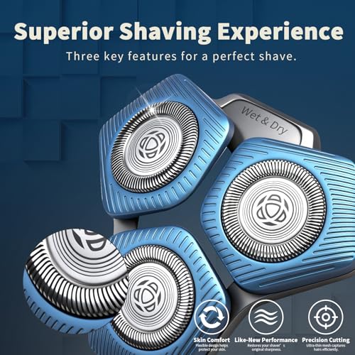 SH71/50 Replacement Shaving Heads Compatible with Phili*s Series S5000 (S5XXX) & S7000 (S7XXX) Shavers-Fits SH60/70, SH70/70 Models (Blue-2pcs)