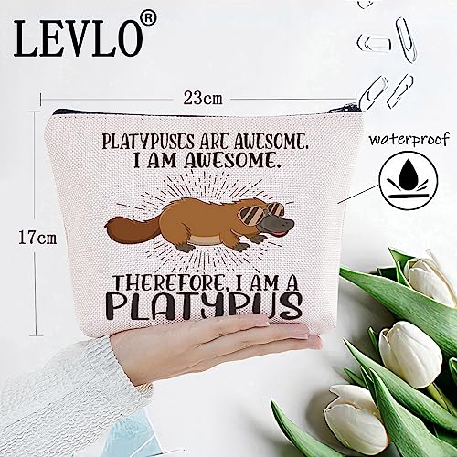LEVLO Platypus Cosmetic Makeup Bag - Platypus Lover Gift - Zipper Pouch Bag - Merchandise