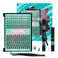 Manga Lash Clusters Kit 144PCS Fairy Eyelash Extension Kit with Lash Bond and Seal, Fake Eyelashes Clusters with Invisible Lash Band, Lash Glue Remover and Lash Applicators (8-16mm Kit,Black Bond)