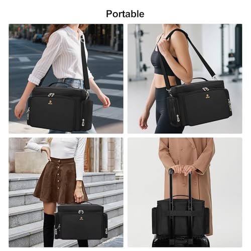 TANTO Large Makeup Bag, Makeup Artist Bag Professional Cosmetic Bags with 2 Pouches & Detachable Dividers Travel Makeup Train Case Portable Makeup Brush Bag Organizer Storage with Shoulder Strap