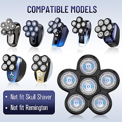 Replacement Heads for Main Shaver Brands, Shaver Blade Heads Replacement for Electric Razor for Men, Head Shaver Bald Shaver Replacement Heads with Blade Cover Shaver Head (6 Head Blades For Men)