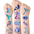 SUNAI Mermaid Party Favors - 100 Style Pre-Cut Mermaid Temporary Tattoos(2x2 Inch) Perfect for Under The Sea Themed Birthday Party Decorations, Supplies, Goodie Bag Fillers
