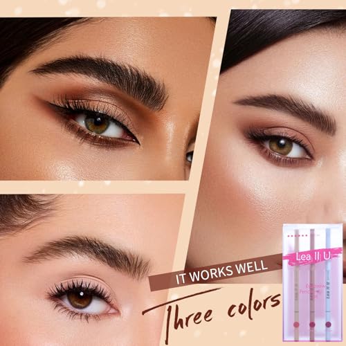 Lea II U Dual-Ended Eyebrow Pencil with Brush, Waterproof Brow Set, Ultra-Fine 0.1mm Tips, 16-Hour Wear, 3 colors Eyebrow Pen Kit.
