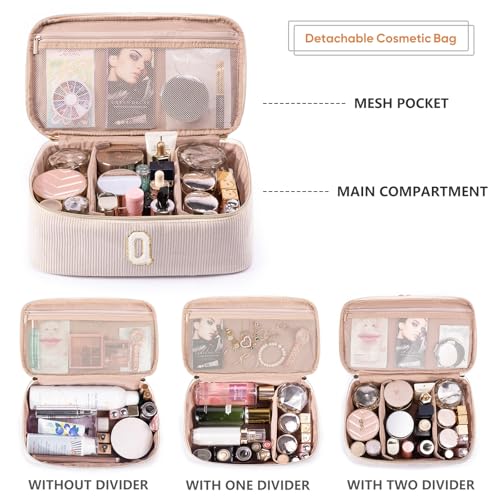 AMOIGEE Initial Makeup Bag Organizer,Personalized Double Layer Train Case, Travel Toiletry Bag for Makeup Brushes for Teens Girl, Skincare Gift Set, Initial Cute Cosmetic Make Up Bag for Women