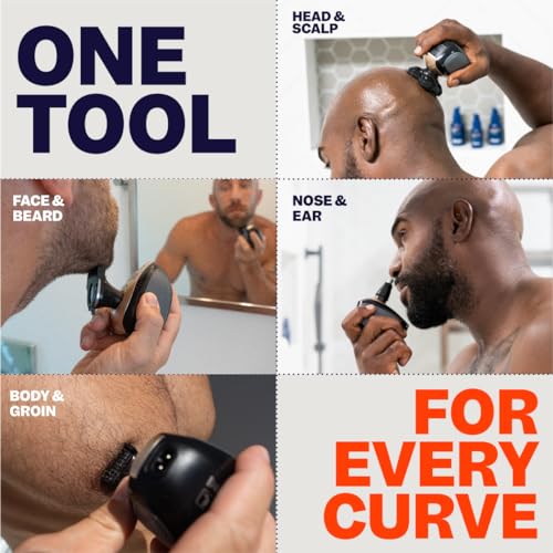 Freebird FlexSeries¢â Shaving Kit with Pre Shave Oil - Fast, Smooth, Water-Resistant Electric Head Shaver with 5 Flexible Blades and Sandalwood Oil, USB Rechargeable, Ideal for Bald Men and Women