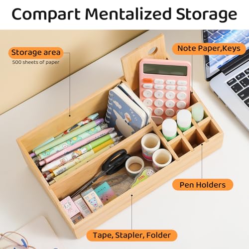 Bamboo Makeup Desk Organizer, Makeup Storage Organization Table Box, Suitable for Desk Organizer and Storage Dressing Table, Bathroom Desk, Counter