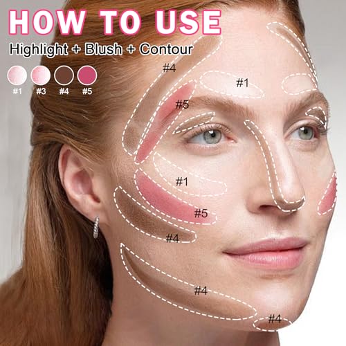 DAMUSI 6PCS Cream Contour Stick Makeup Contour Kit,Shades with Cream Bronzer Stick,Cream Blush Stick,Highlighter Stick for a Flawless Look,Long Lasting and Smooth Contorno Maquillaje - Set A
