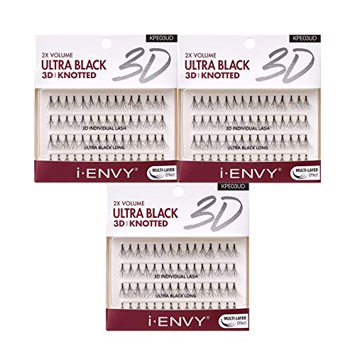 i?ENVY 2X Volume 3D Ultra Black Individual Lashes (3 Pack, Long)
