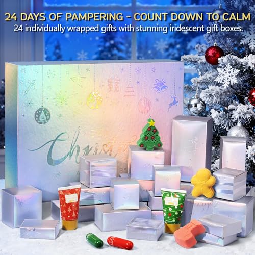 Spa Gifts for Women Bath Gift Set, 24 Pc Vanilla Coconut Luxury Bath Sets, Relaxing Spa Care Package Self Care Box Thank You Christmas Gifts for Women Mom Teen Girl Sister Friend Her Wife Girlfriend