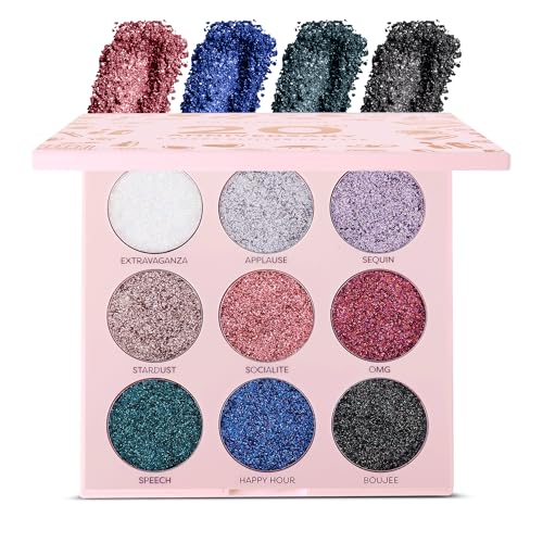 Profusion Cosmetics 20th Anniversary Pressed Eyeshadow Glitter Palette, Shimmering Bright with Unleashed Dazzle, Get a Flawless Eye Catching Look (Rose)