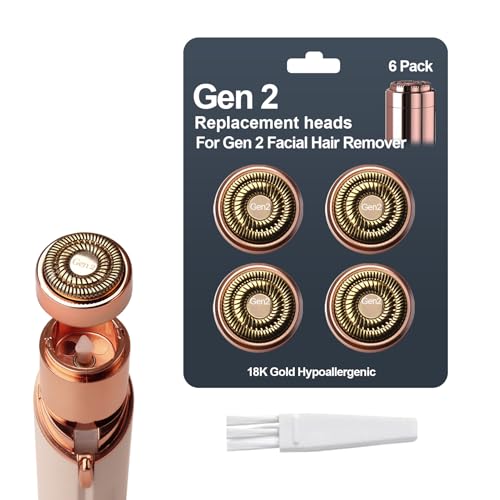 4-Pack Facial Rose Gold Gen 2 Replacement Heads for Flawless Hair Remover Generation 2, 18K Gold Double Blades