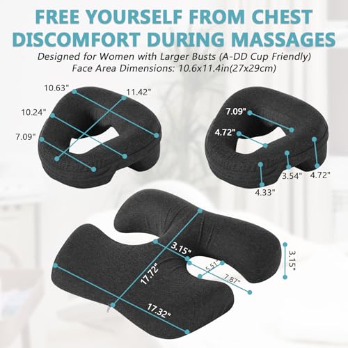 Face Down Massage Pillow, Face Down Pillow for Sleeping with Non-Slip Bottom, Home Head Cushion and Chest Cushion for SPA, Sleep (Gray)