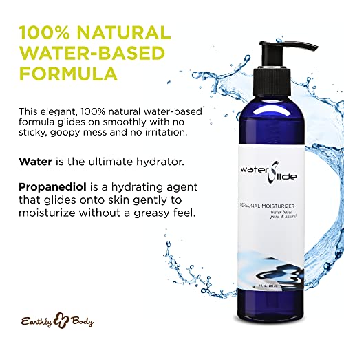 Earthly Body WaterSlide, 8 fl. oz. - Personal Moisturizer - 100% Natural, Water-Based Formula - Vegan & Cruelty Free