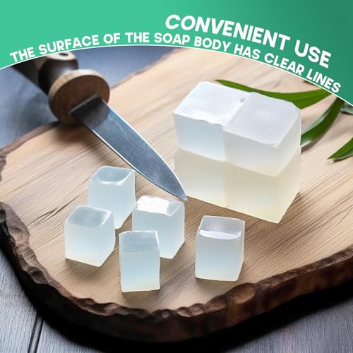 EDSRDRUS 2LB Unscented Glycerin Soap Base DIY Handmade Soap Moisturizing Melt and Pour Soap Base for Crafting, Vegetable Glycerin & Coconut Oil, Easy to Cut (Transparent, 2LB)