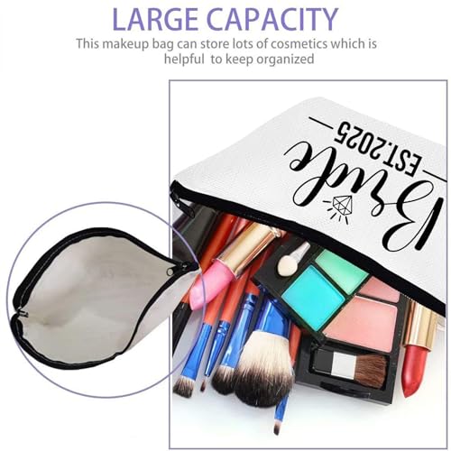 Bride Makeup Bag, Bridal Shower Gifts for Engagement Wedding Bachelorette Gifts for Bride