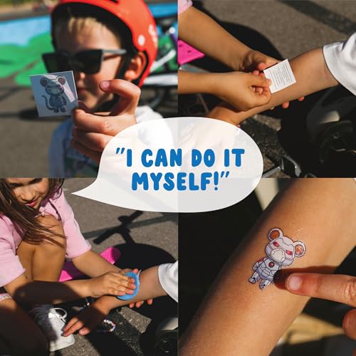 Kids Temporary Tattoos - Made in Europe Hypoallergenic, Pre-Cut, 50 Pcs Original Kid Tattoos, Designs with Sea World, Butterflies, Flowers, Motivational Words - Gift Tattoos for Boys and Girls