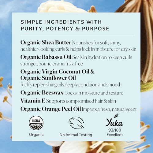Sky Organics - Organic Shea Butter, Deep Hydration Hair & Skin Nourishing Butter for Curly Hair, Frizz Control, and Smooth Skin ? Organic Plant Oils Blend ? Vegan, Cruelty-Free