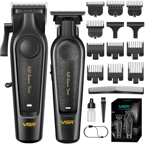 VGR Professional Hair Clippers for Men - Cordless Barber Clippers & Zero Gapped Trimmer Set, 7000RPM High Power Hair Cutting Kit with Ceramic Blade, USB-C Rechargeable Grooming Tools for Fade V197&995