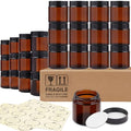 TUZAZO 2 Oz Thick Amber Round Glass Jars with Inner Lids and Black Lids, 24 Pack Small Empty Candle Making Jars/Cosmetic Containers for Lotions, Creams, Body Butters, Essential oil Beauty Products