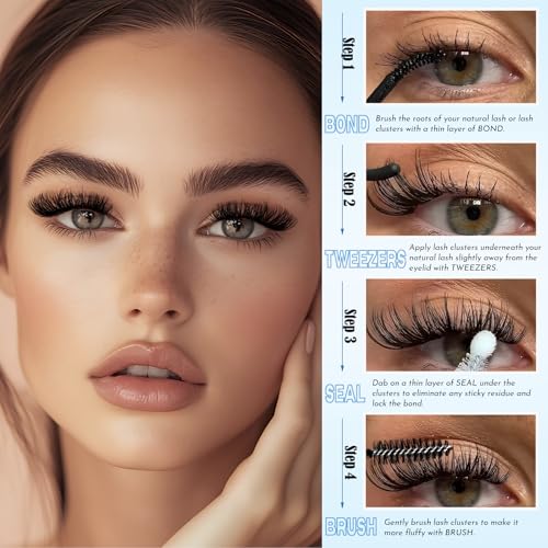 Lash Clusters 720pcs Eyelash Clusters Mixed 30-100D Cluster Eyelash Extensions Wispy Individual Lashes Cluster Natural DIY Eyelashes C curl Volume False Mink Eye Lash Extension Trays