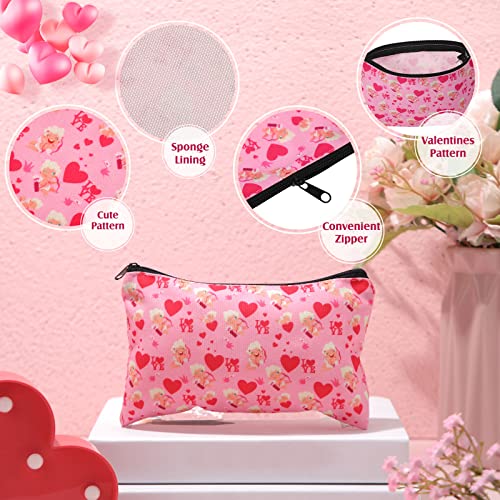 Reginary 14 Pcs Valentines Makeup Bag Bulk Valentine Galentines Day Gifts Heart Cosmetic Bags Pink Red Travel Pouches with Zipper Toiletry Purse Party Favor Gift for Women, 14 Styles