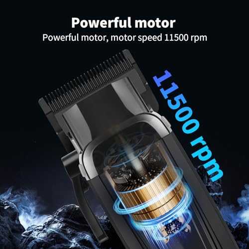 Professional Hair Clippers for Men 11500 RPM Barber Clippers Cordless with LED Display, 2000mAh Battery 150 Mins Runtime, DLC Blade, Charging Base & 8 Guide Combs Haircut Kit,HN-280