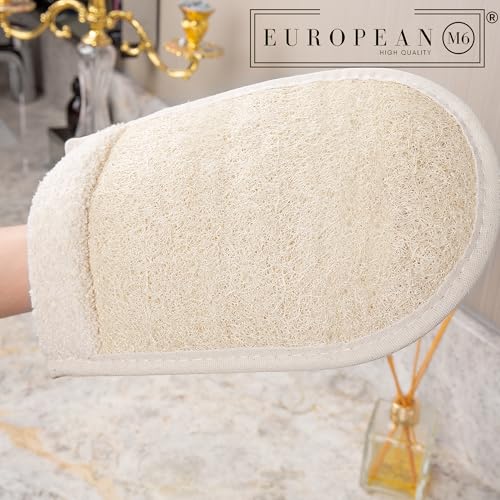 Loofah Exfoliating Body Scrubber Mitt ? Dual-Sided Natural Egyptian Luffa Glove for Shower & Bath | Large Size Organic Loofah Sponge for Deep Body Cleansing | for Women & Men (2, Large)