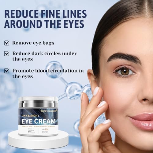 Day & Night Eye Cream with 6% Caffeine, Collagen, Retinol & Niacinamide - Anti-Aging, Deeply Moisturizing and Firming Eye Cream for Dark Circles, Puffiness, Fine Lines & Wrinkles, 1.76oz