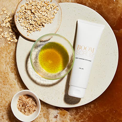 BOOM Scrub Cocoa Rose Exfoliator ? Gentle Exfoliating Face Scrub for Mature & Sensitive Skin ? Enhances the appearance of Skin, Smooths Texture, Minimizes Pores ? Hydrating Botanical Facial Cleanser