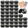 3oz Black Aluminum Tin Containers with Screw Lids, 40 Pack Refillable Cosmetic Jars, Round Salve Tins, Tea Cans, Bulk Food Storage Jars, Candle Travel Tins